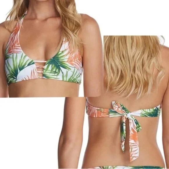 Raisins NWT Palm Bralette Halter Bikini Swim Top Hawaii Tropical Print Size M - Picture 8 of 9